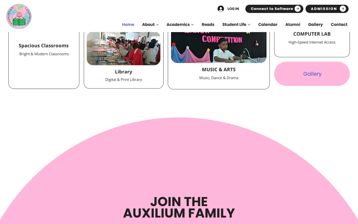 Auxilium Convent School website: proof and trust, “COMPUTER LAB”