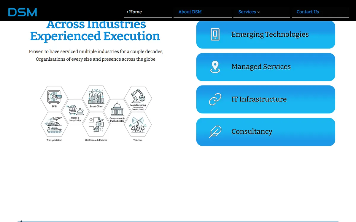 DSM Infocom website: what we offer, “Emerging Technologies”