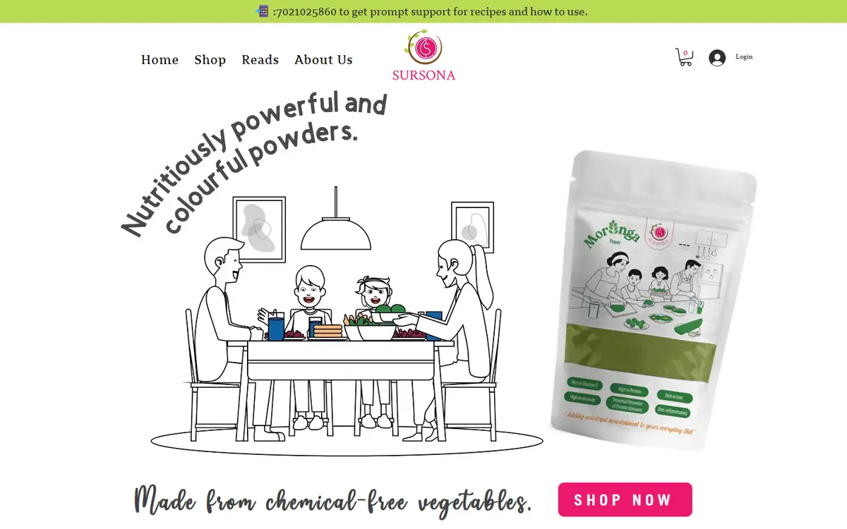 Sursona Foods website, home page